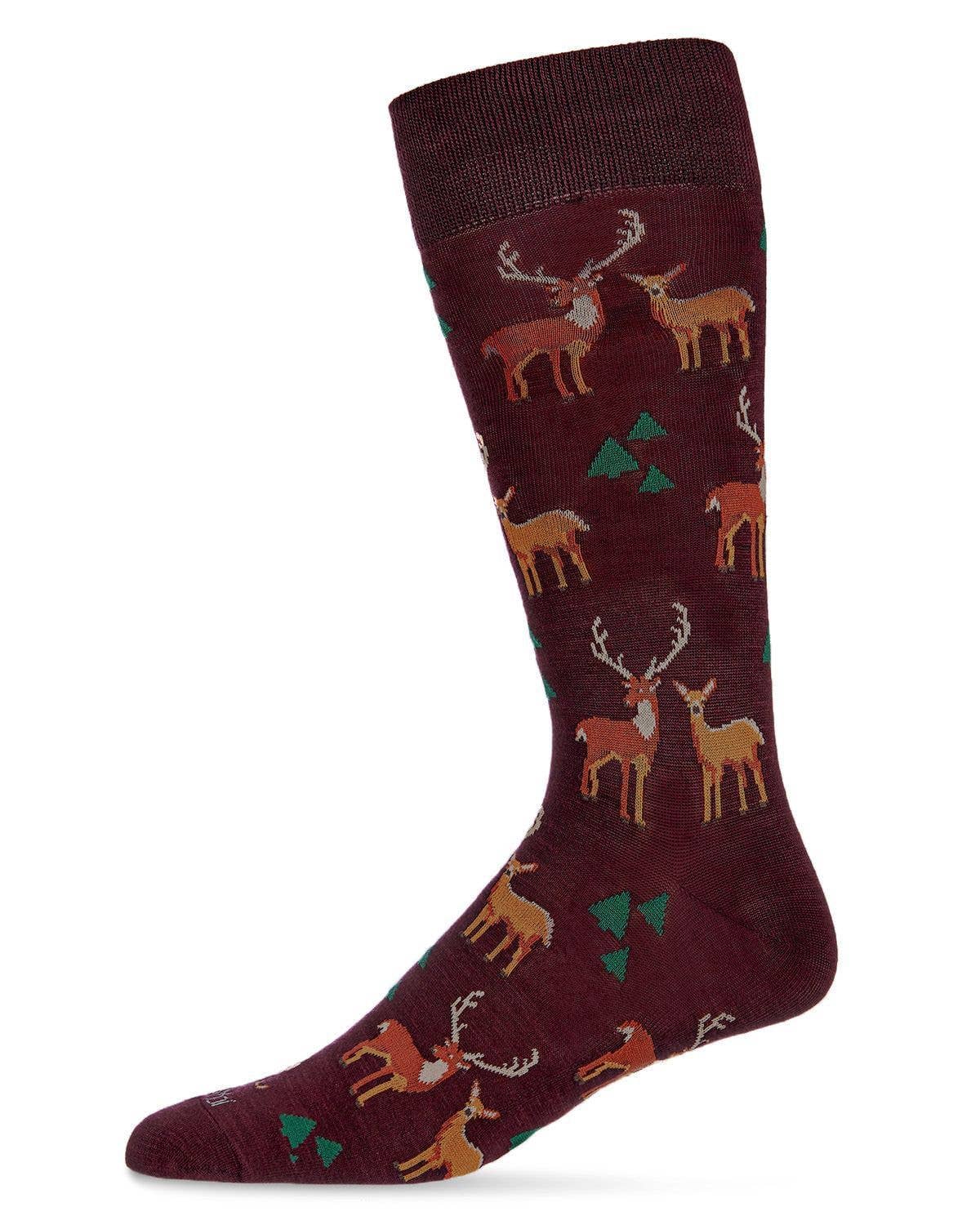 MeMoi Oh Deer Bamboo Blend Men's Crew Socks