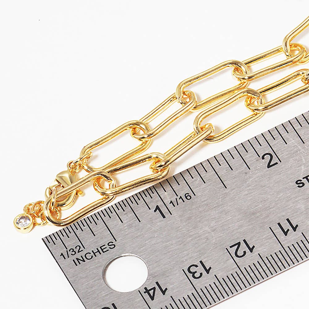 Gold Dipped Paperclip Chain Link Bracelet: Silver