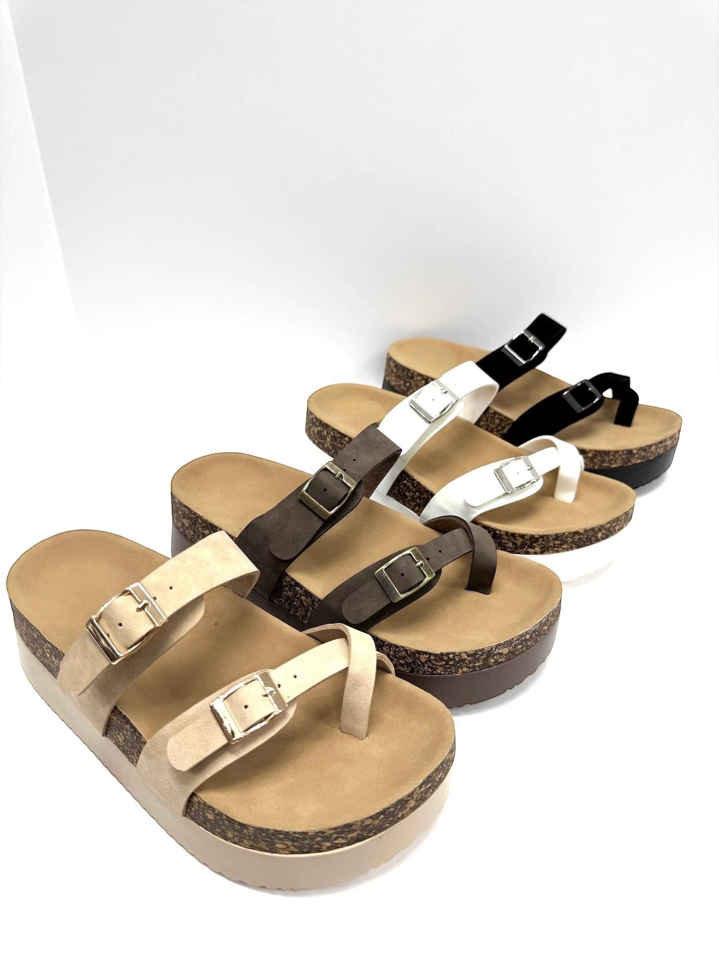 Double-Buckle Platform Sandals