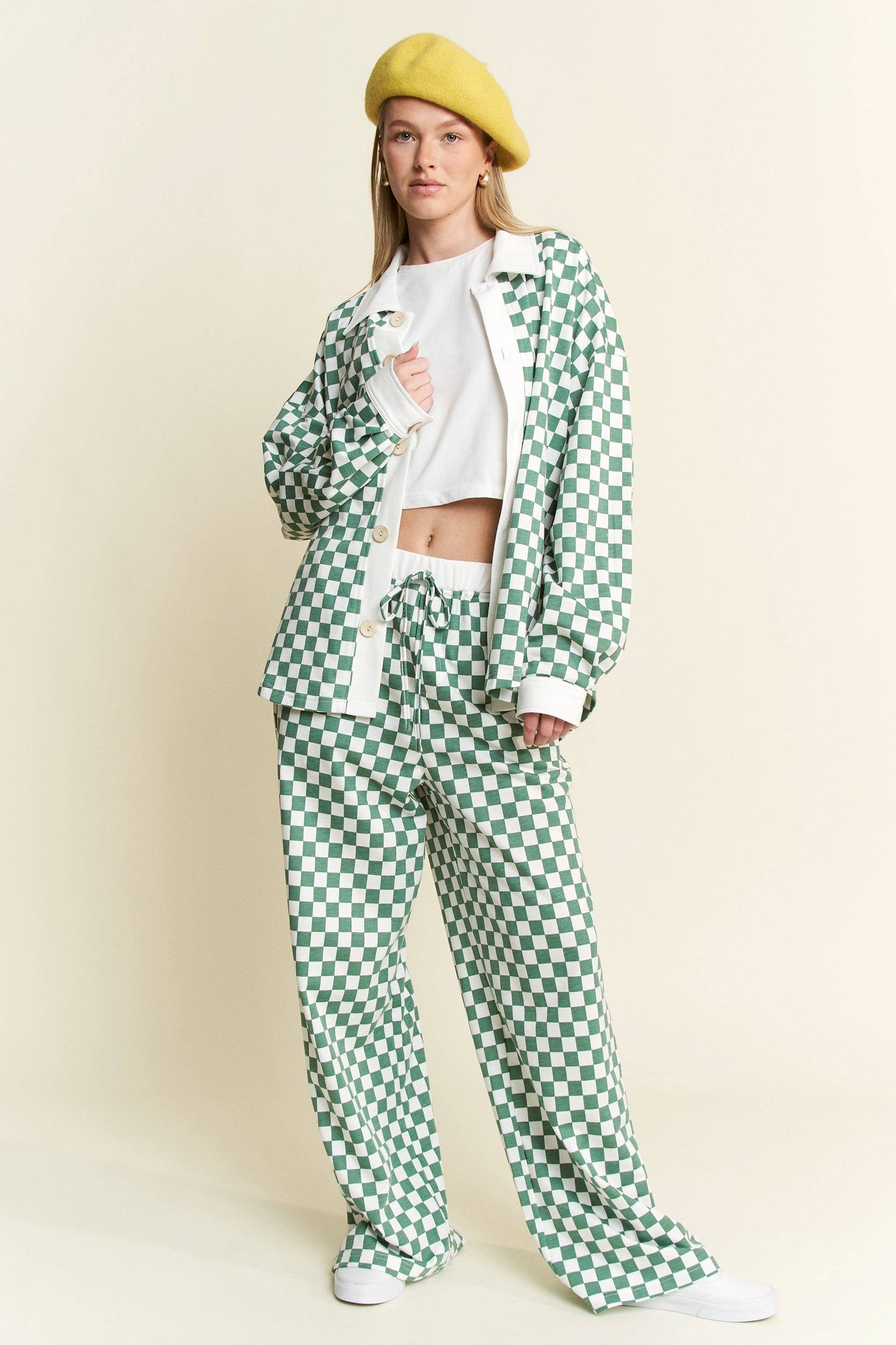 CHECKERED PRINT STRAIGHT LEG BOXER PANTS