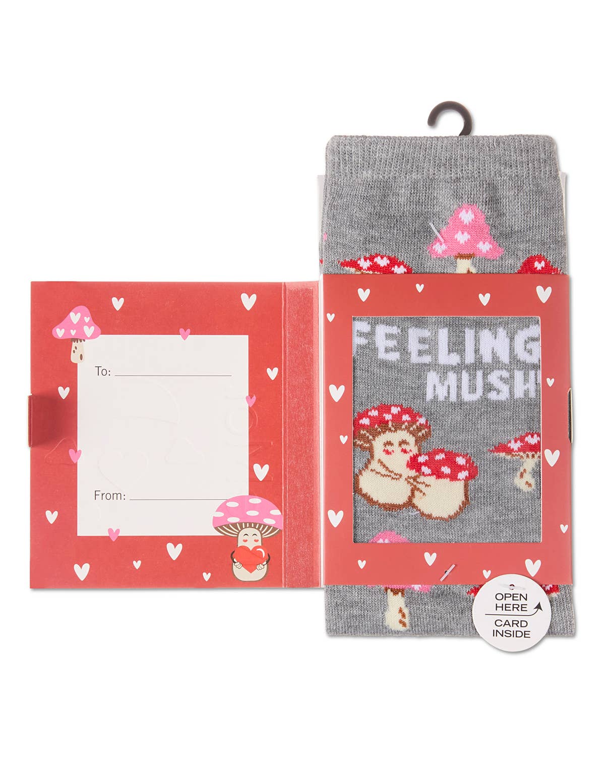 Feeling Mushy Greeting Card Socks: Med Gray Heather / One Size