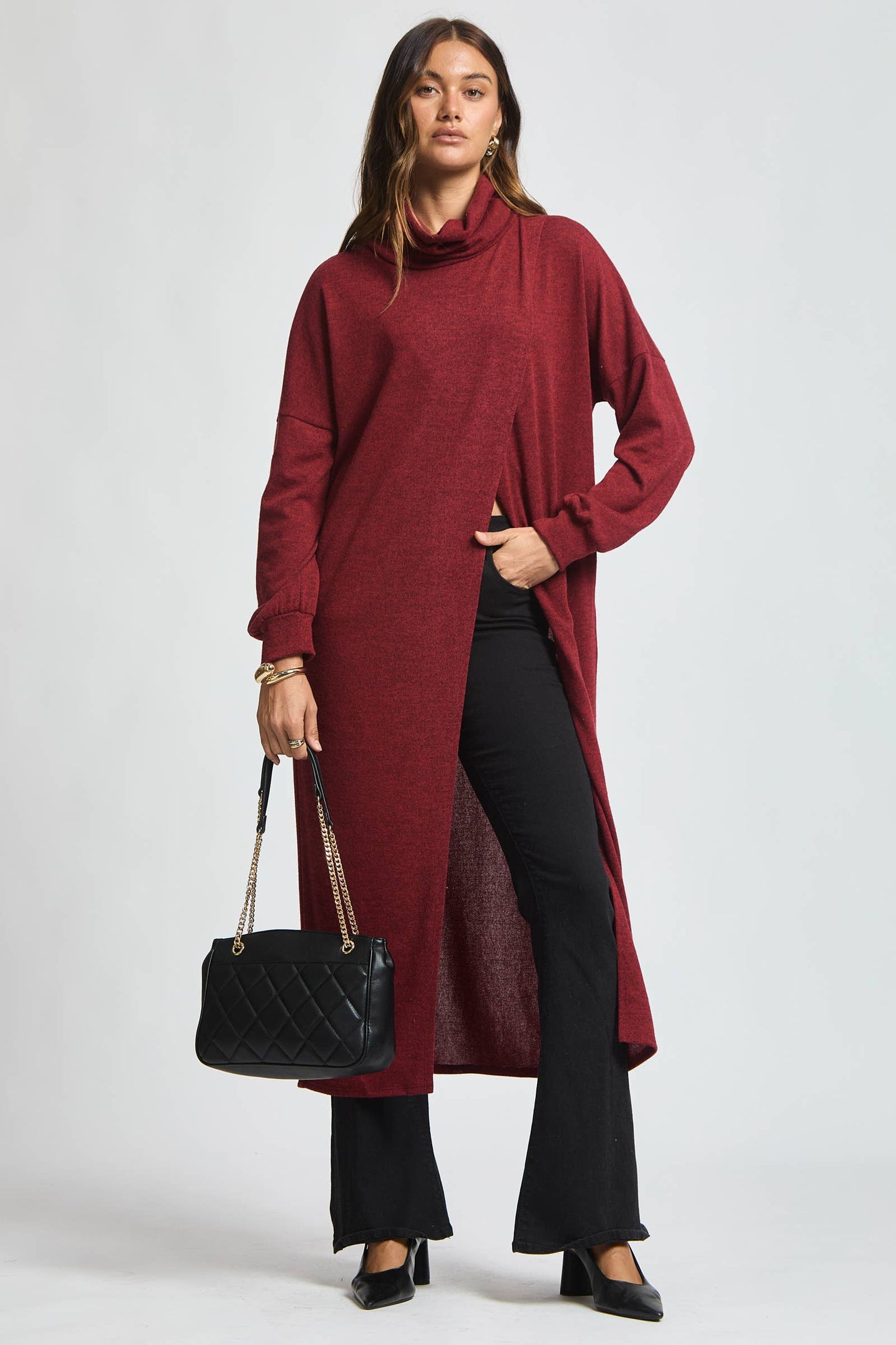 Flowy Surplice Wrap Duster