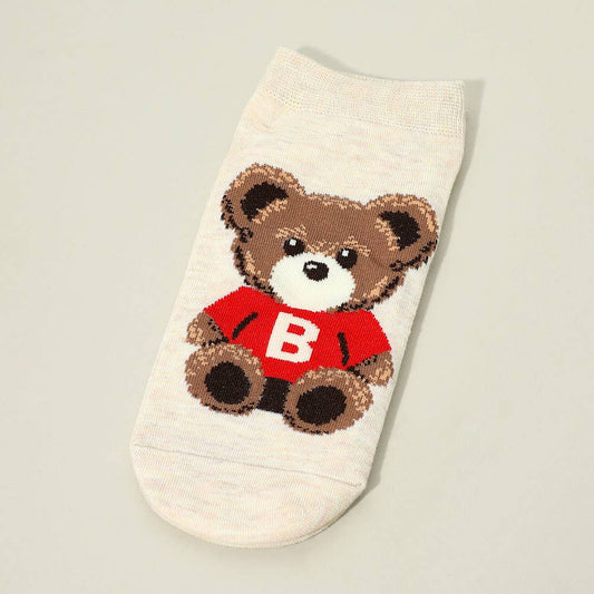 Teddy Bear Printed Ankle Socks