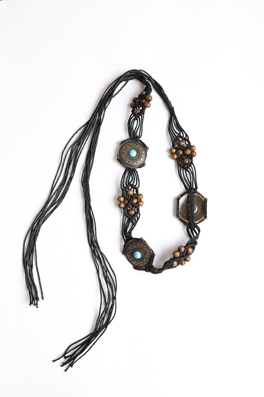 Medallion Macrame Belt - Boho-Chic Style: Brown