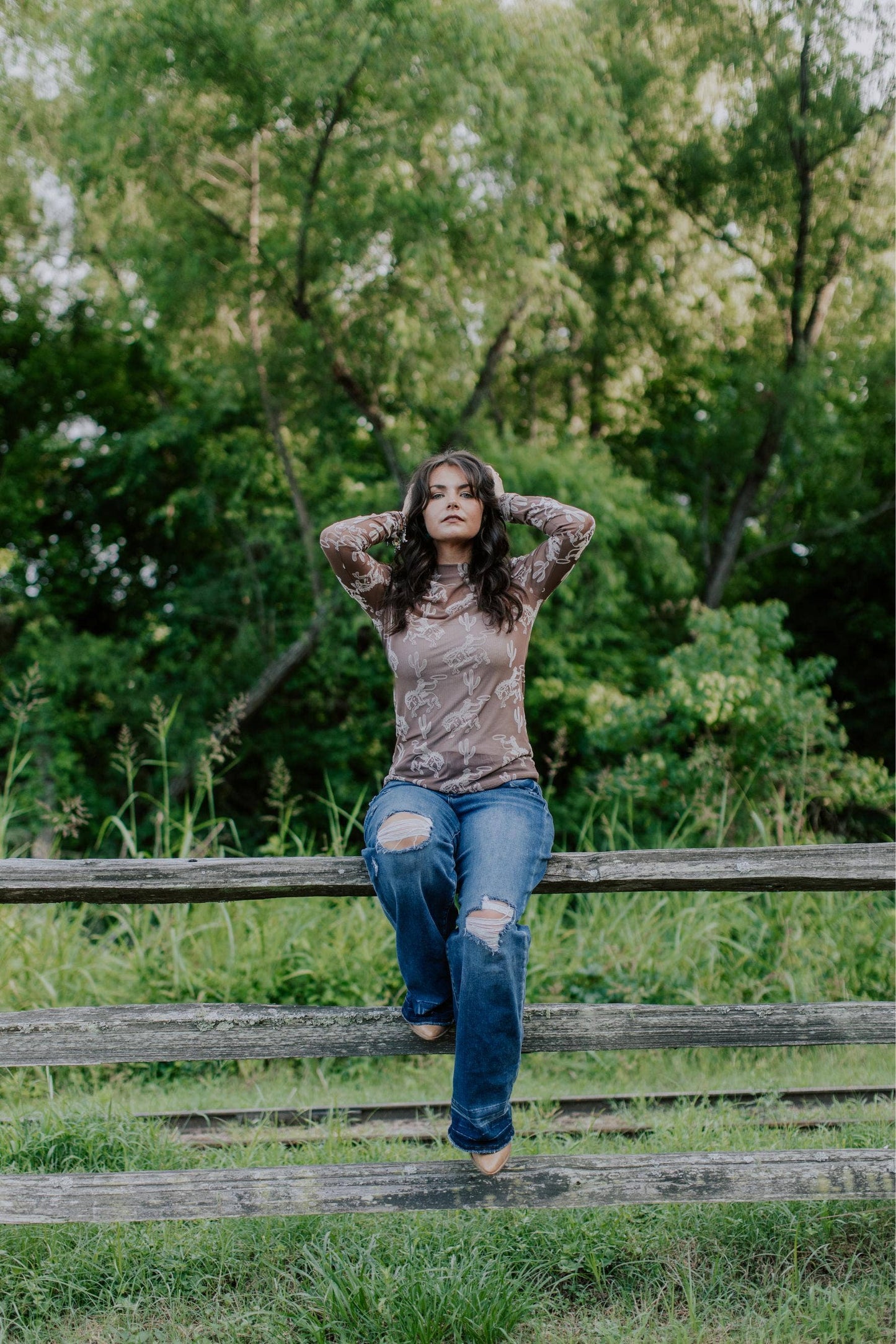 MK397A Velvet Mesh Top