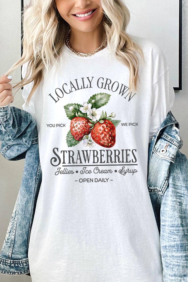 Locally Grown Strawberries Graphic Heavy Cotton T