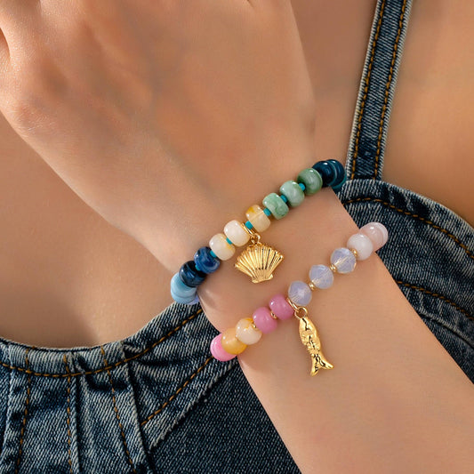 Nautical Multi-Color Beaded Bracelet Set
