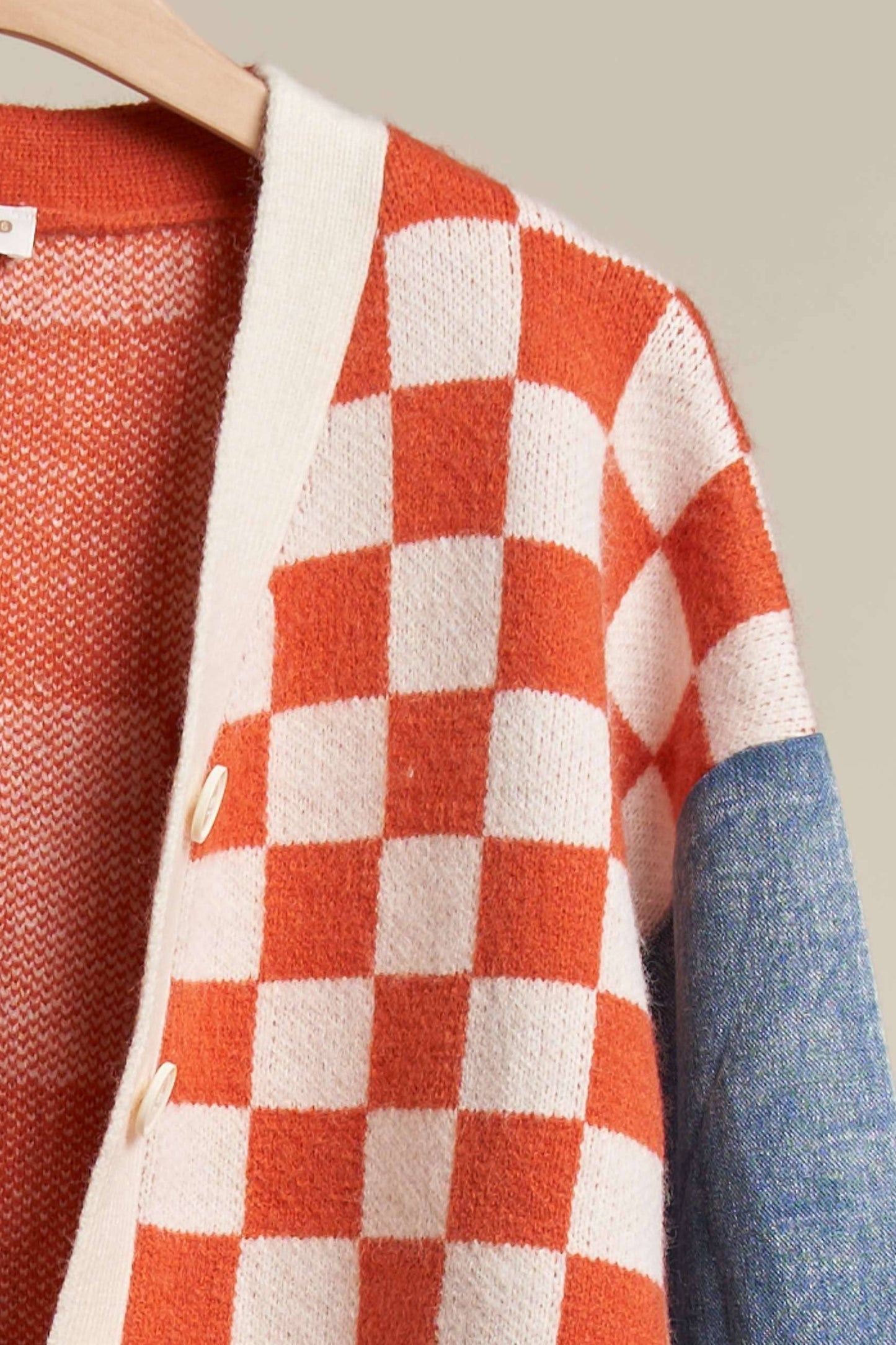 Checker Plaid Cardigan: Charcoal / S