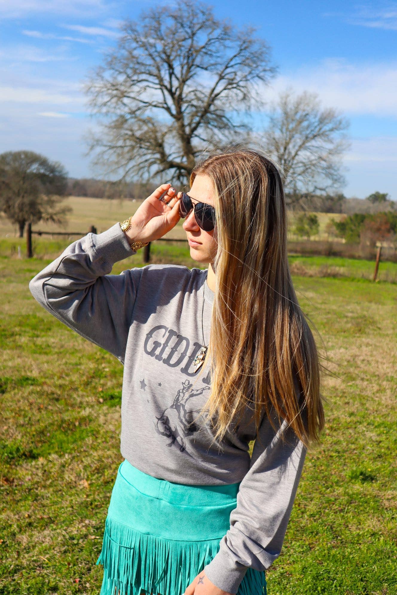 MK310  Giddy Up flocking light weight Sweatshirt: Gray / 3XL