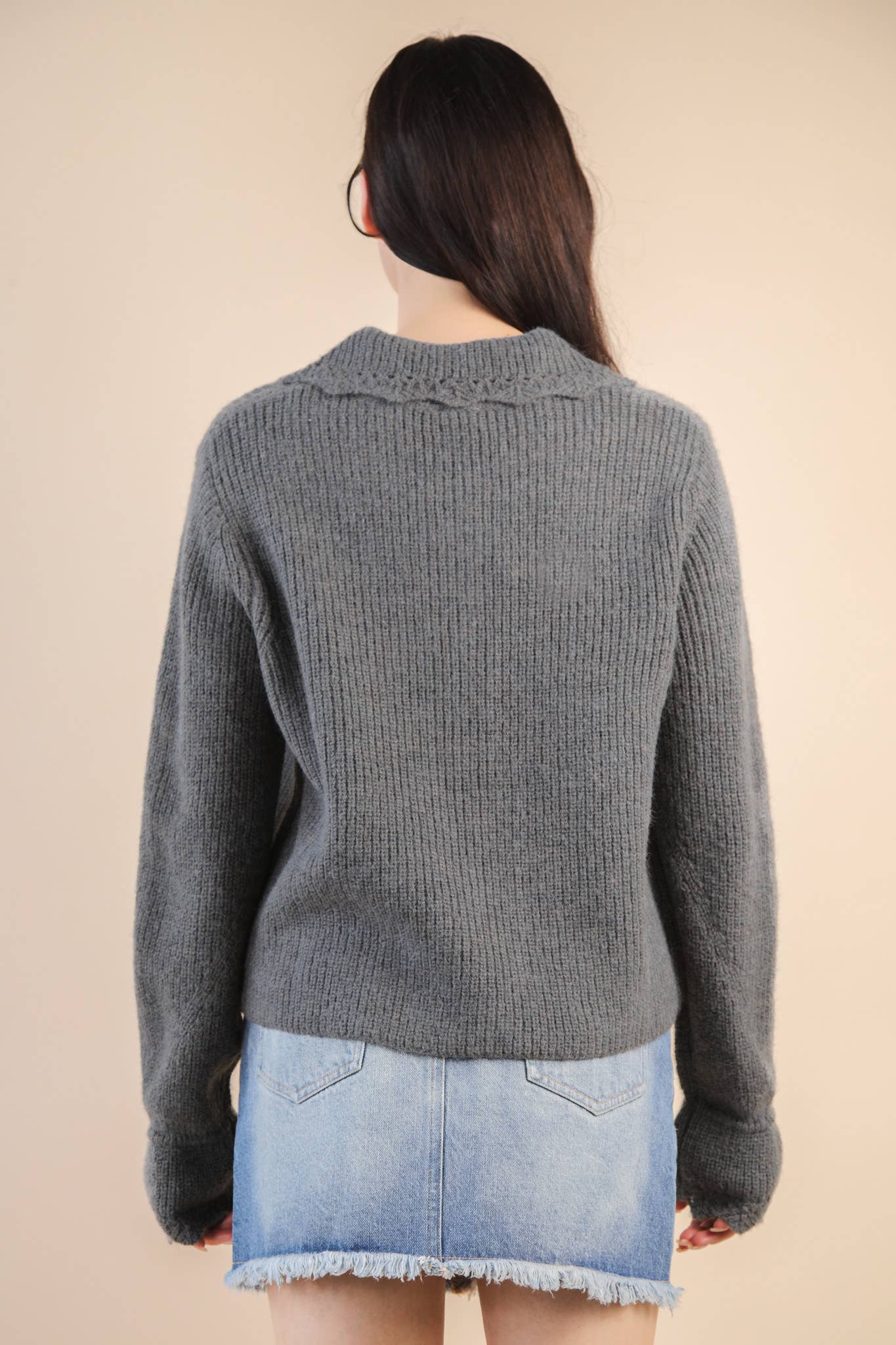 12W3445N-Heart Button Down Knit Sweater Cardigan