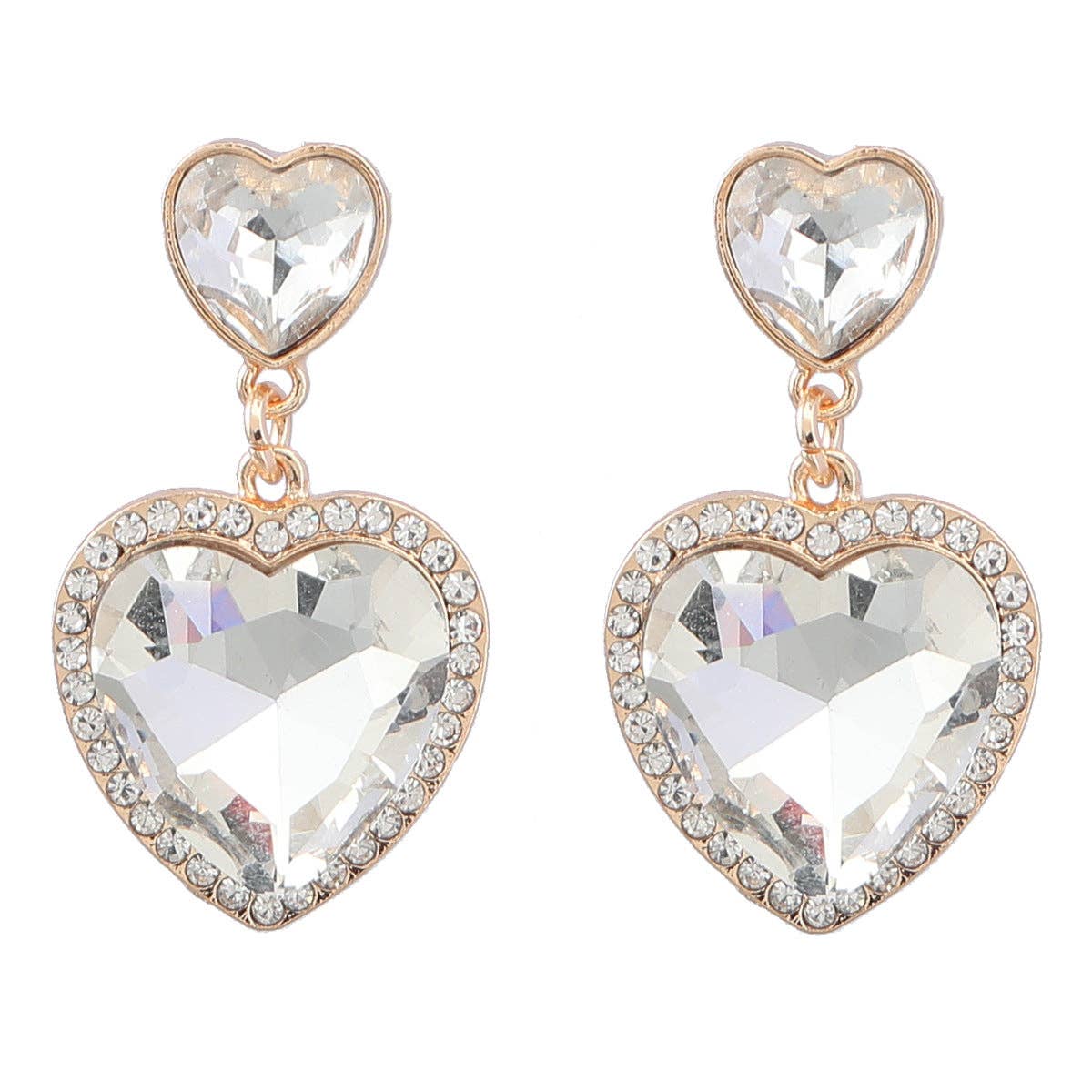 M4. Colorful Rhinestone Heart-shaped Glass Earrings