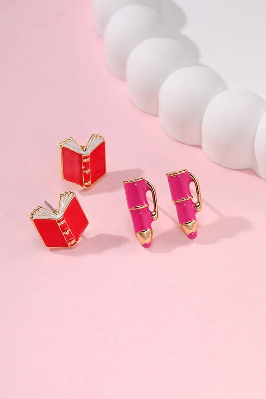 BACK TO SCHOOL BOOK EARRINGS | 40E327