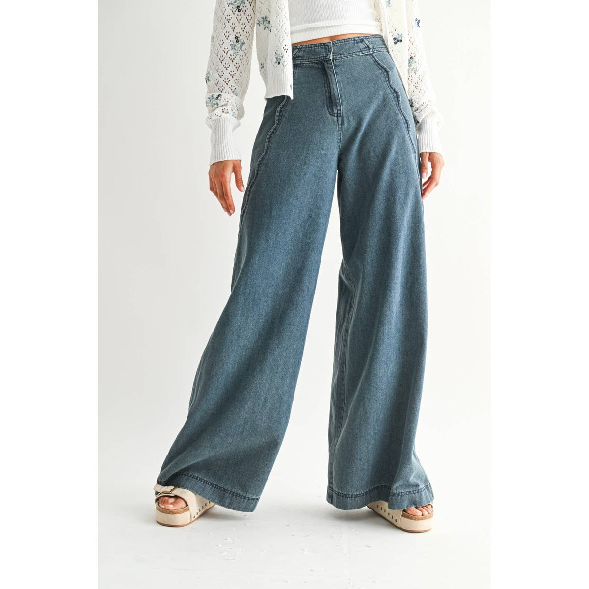 WIDE-LEG DENIM TROUSERS