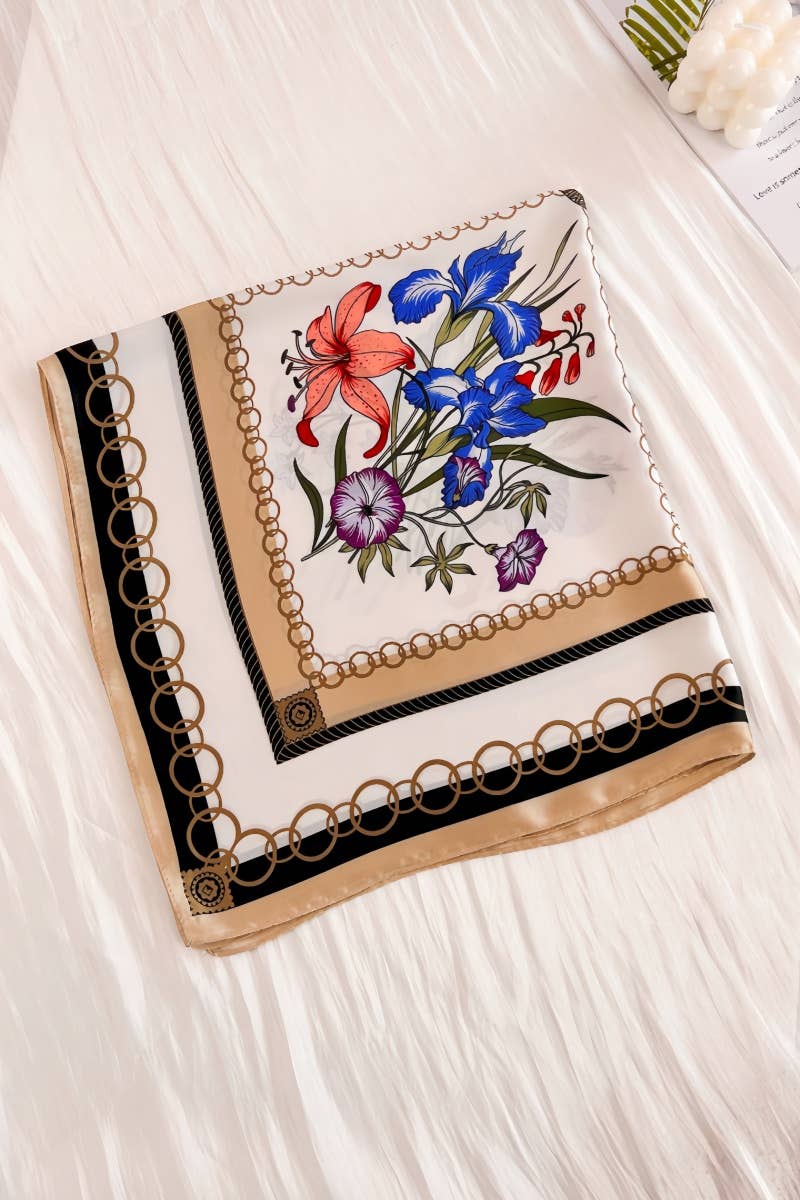 Silky Vine Print Head Scarf: Lightweight Multi-Wear