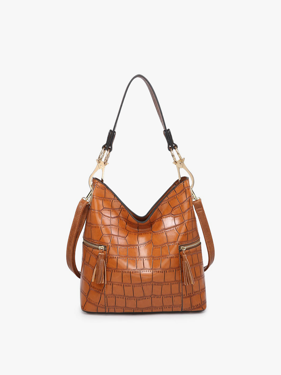 P2. Rochelle Crocodile Print Hobo Bag