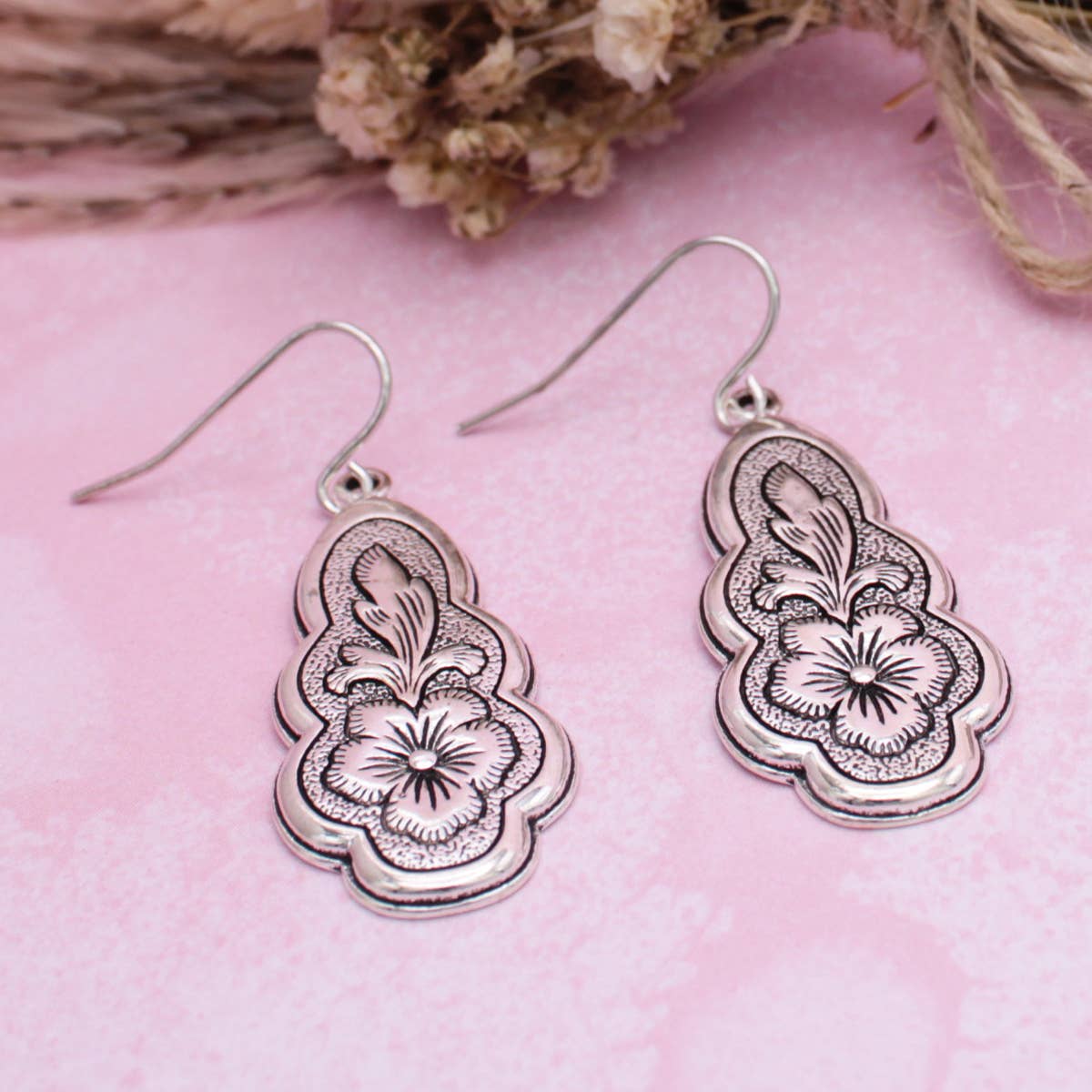 Vintage Flourish Silver Earrings