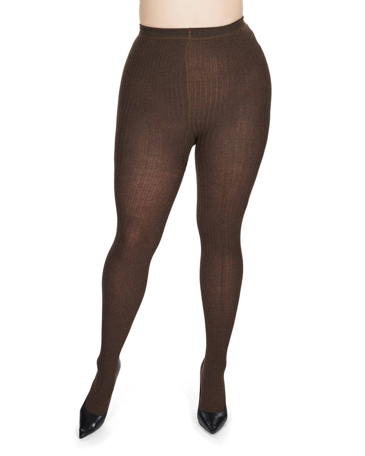 MeMoi Boston Ribbed Sweater Tights: Lt Taupe Heather / L-XL