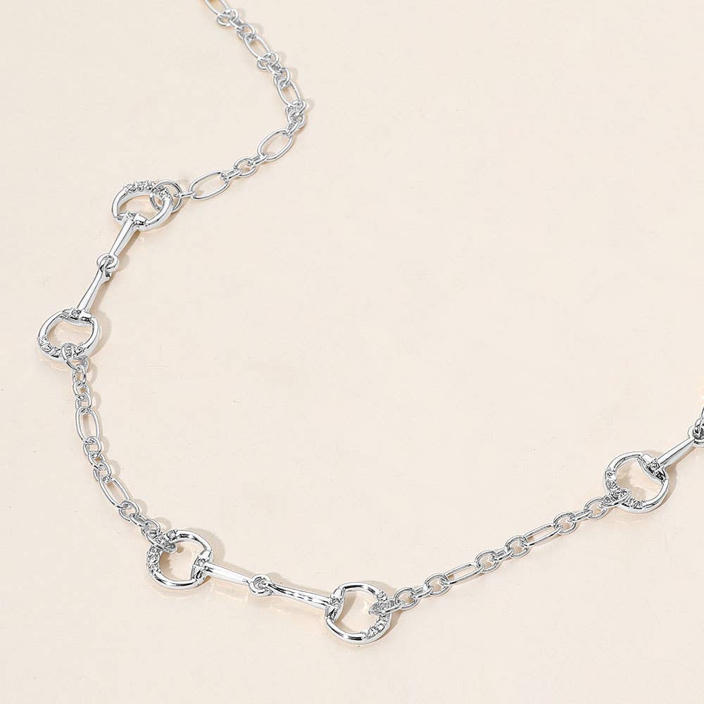Stone Paved Horsebit Link Necklace