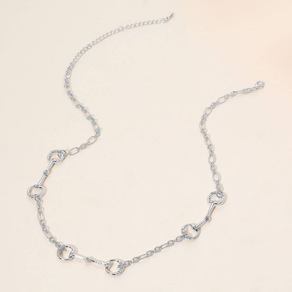 Stone Paved Horsebit Link Necklace