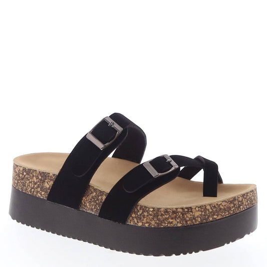 Double-Buckle Platform Sandals