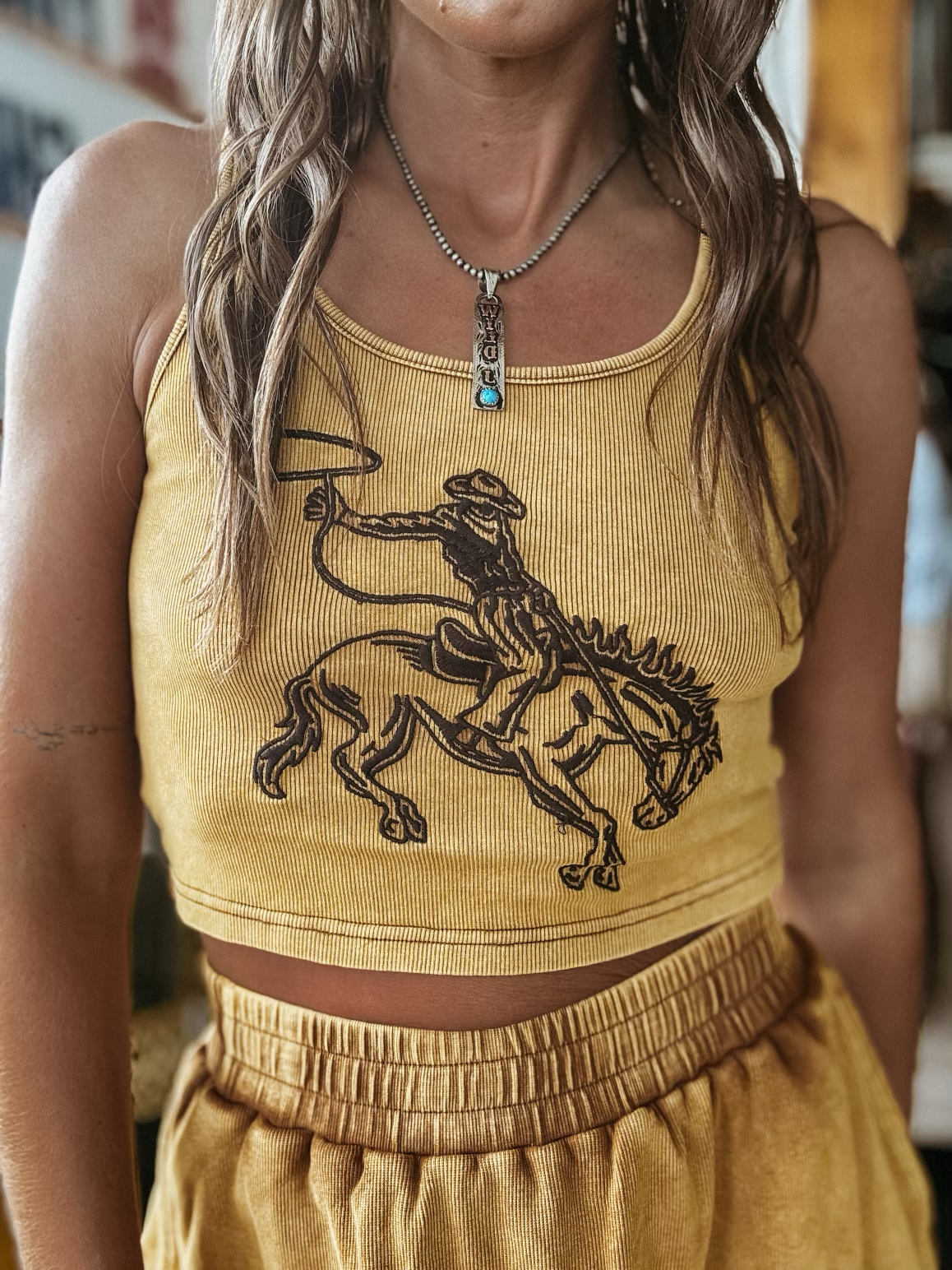 MK428 Bronc Bustin' Weekend 2 Piece Crop Set - Mustard