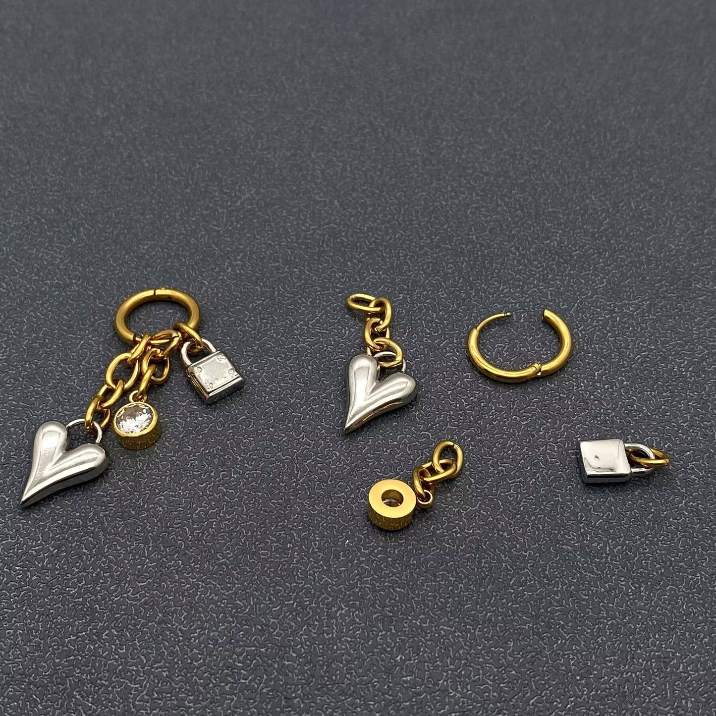 M1. Heart & Lock Two Tone 18K Gold Plated Earrings