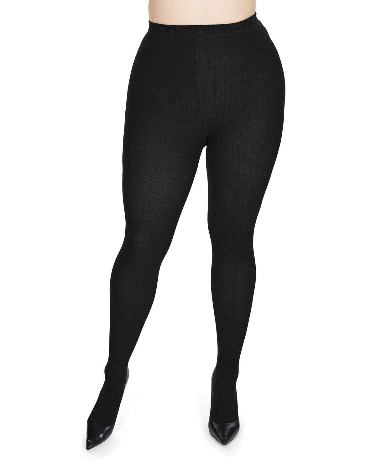 MeMoi Boston Ribbed Sweater Tights: Lt Taupe Heather / L-XL