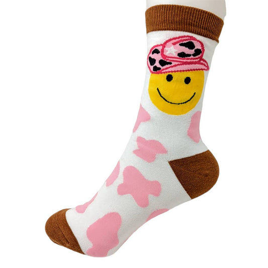 10Pairs - Animal Patterned Hat Smile Cow Socks