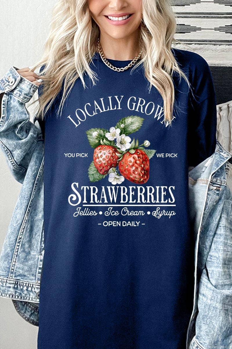 Locally Grown Strawberries Graphic Heavy Cotton T