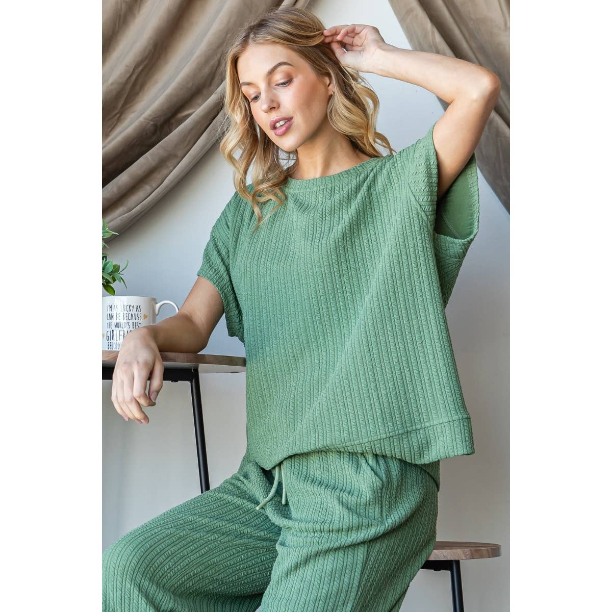 Waffle Textured Knit Top
