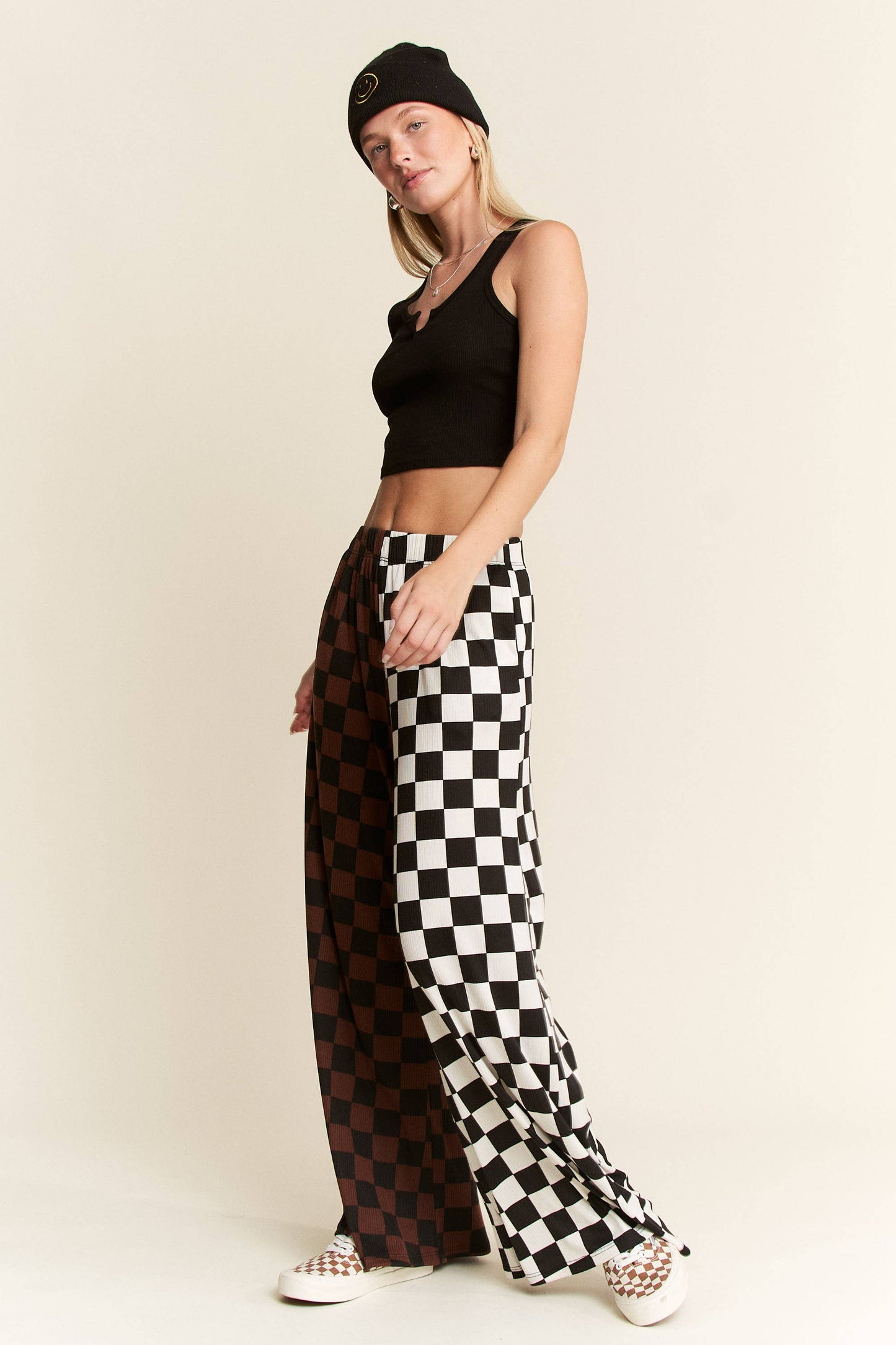 SPLIT DECISION CHECKERED PANTS: Brown/Black / XL