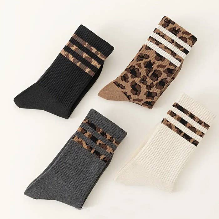 WOMAN ANIMAL LEOPARD HALF CREW THROWBACK SOCKS | 40S02071