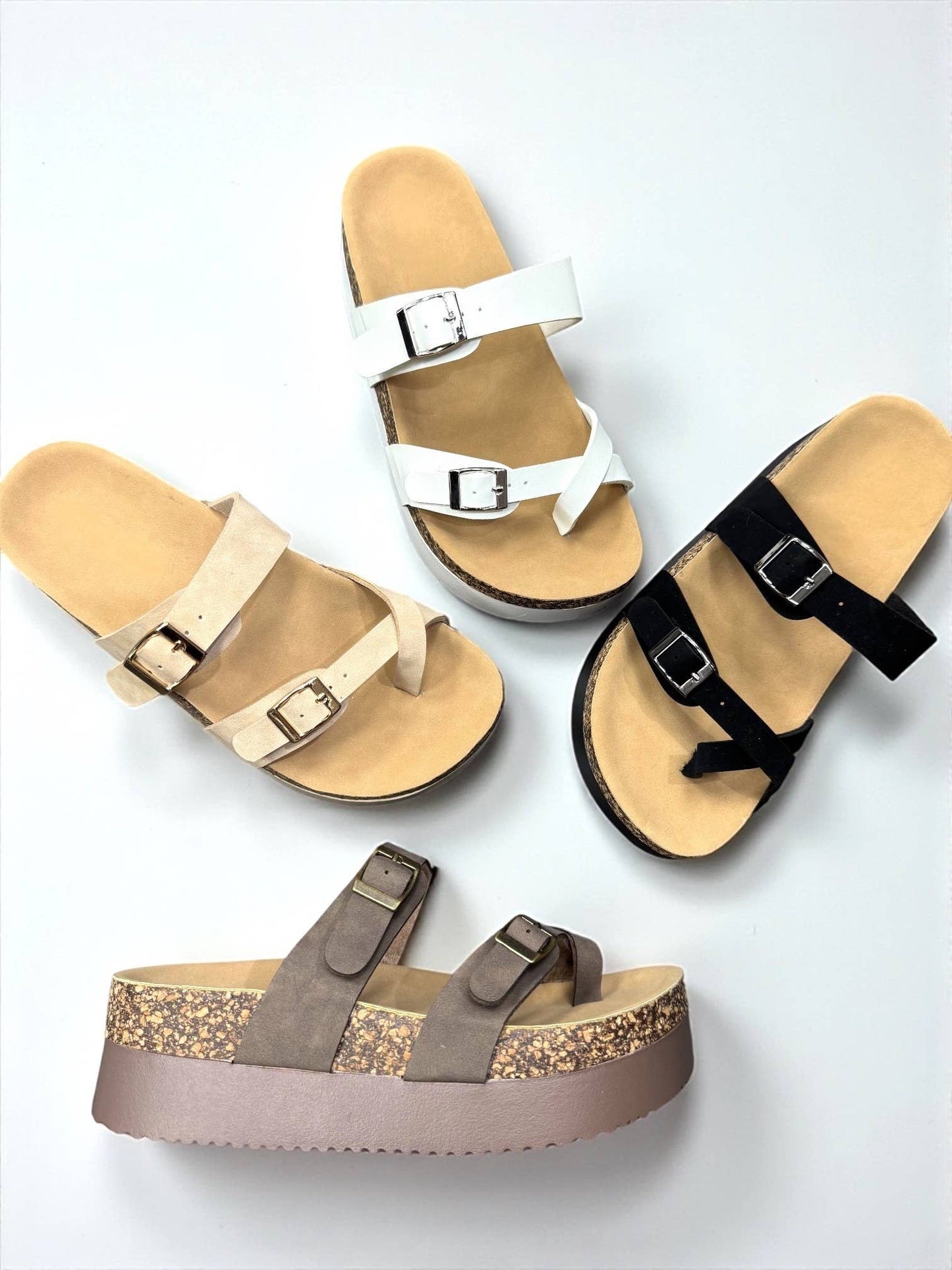 Double-Buckle Platform Sandals