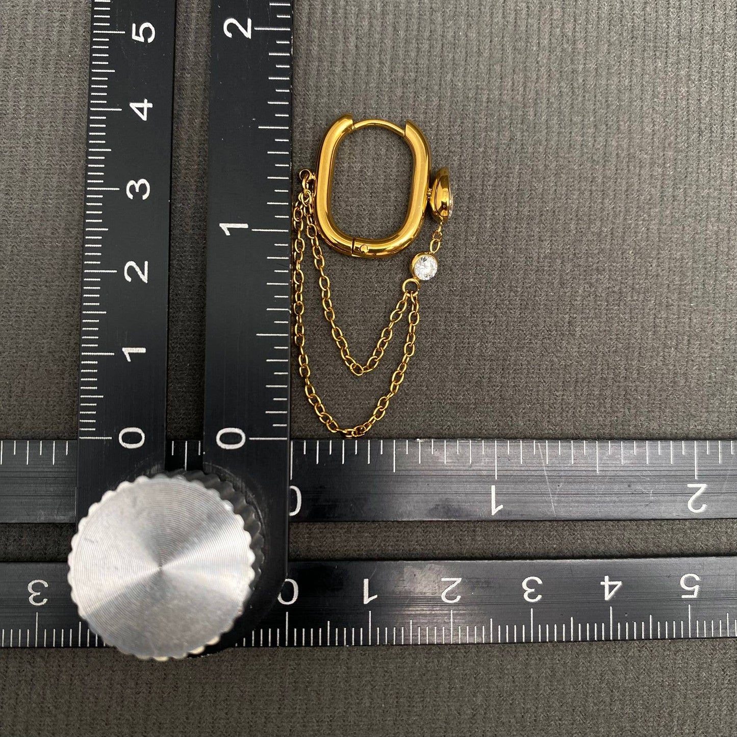 M28. Chain fringe Zircon Inlay 18K Gold Plated Earrings
