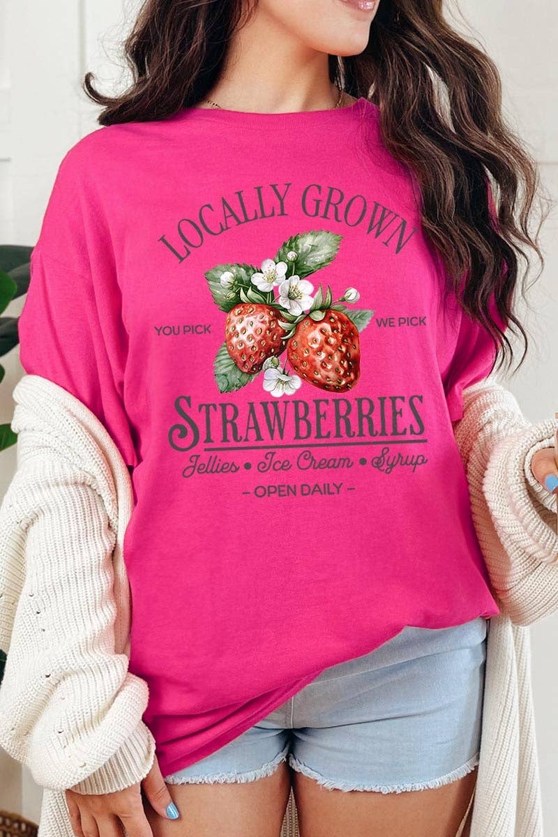 Locally Grown Strawberries Graphic Heavy Cotton T