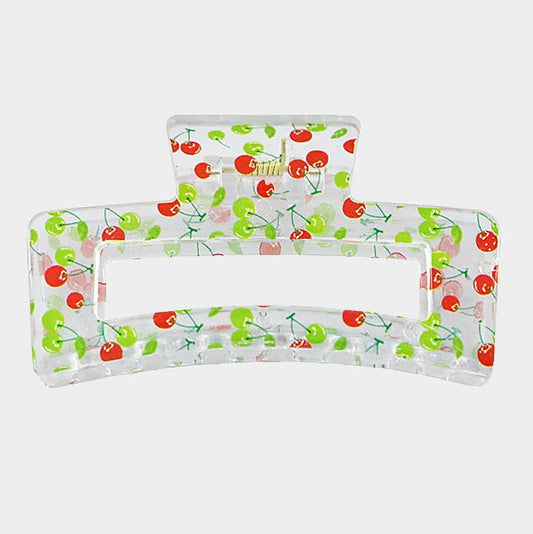 Fruit Pattern Printed Open Rectangular Hair Claw Clips