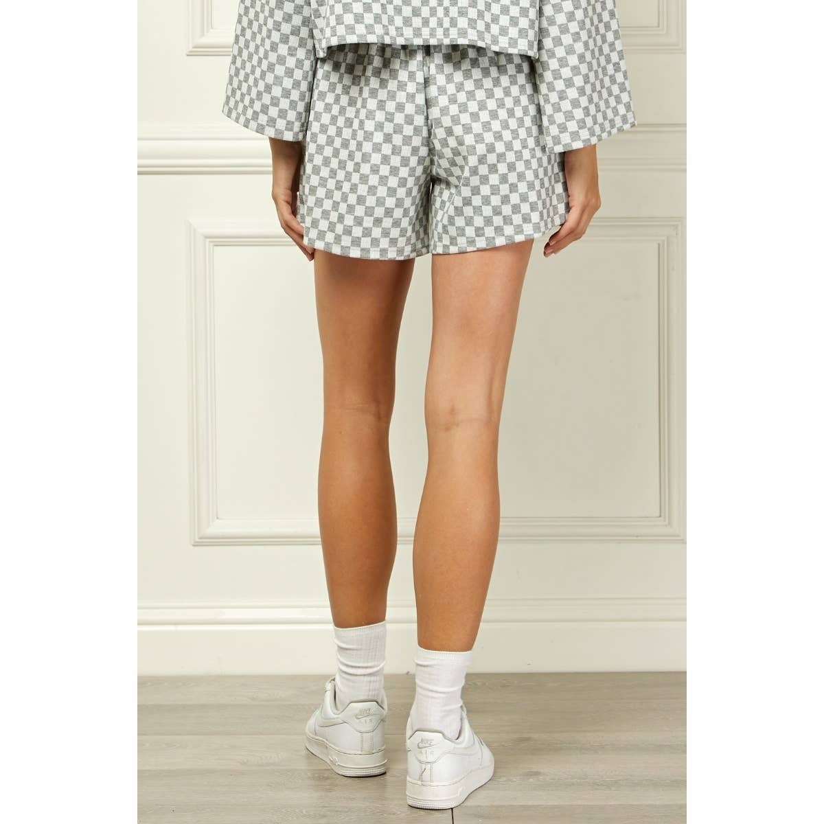 Checker Jersey Drawstring Short : Brown / M