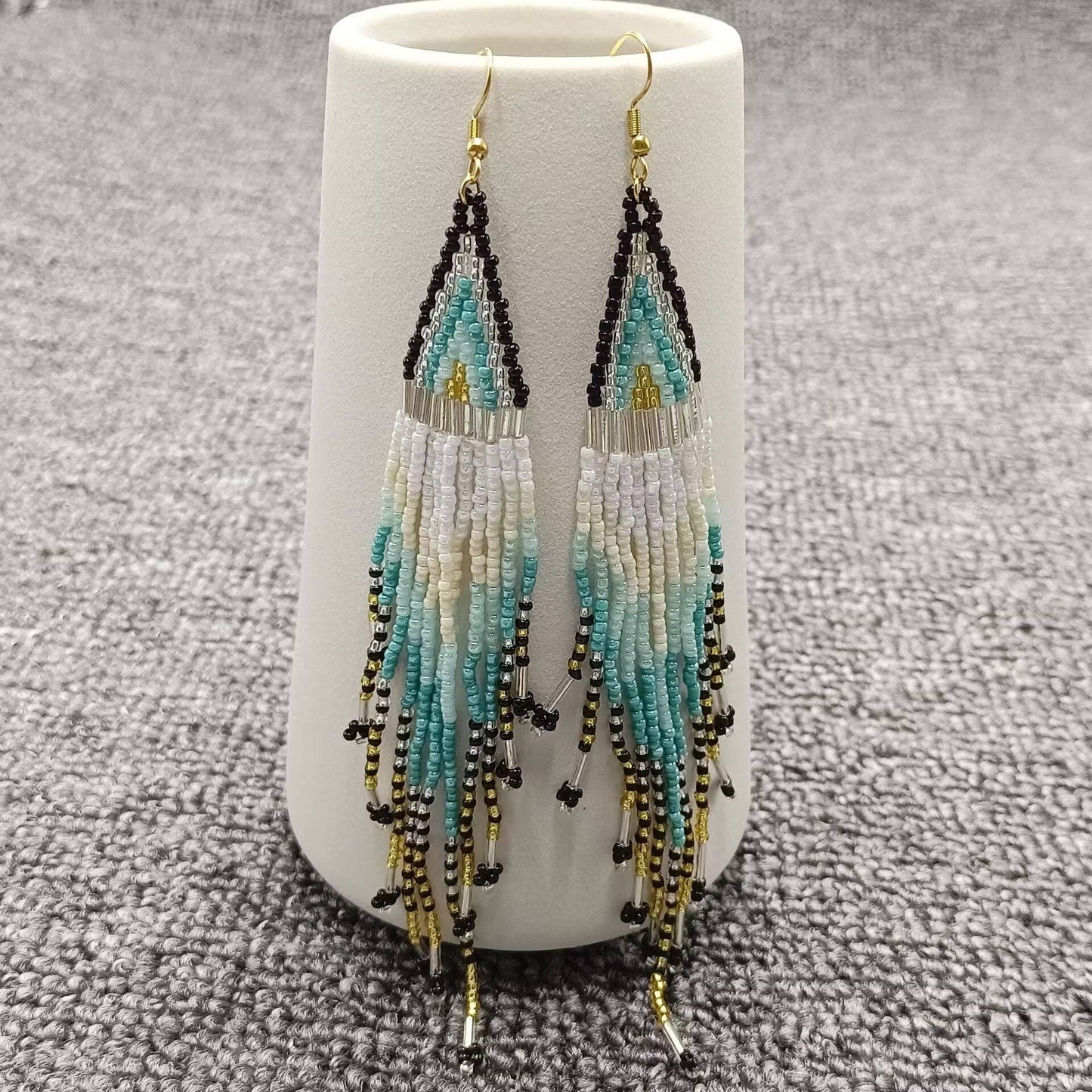 Bohemian Style Long Seed Beads Fringe Earrings - BJ/SB