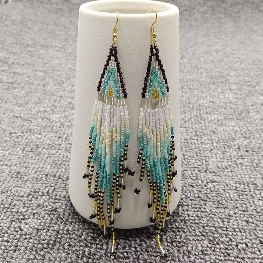 Bohemian Style Long Seed Beads Fringe Earrings - BJ/SB