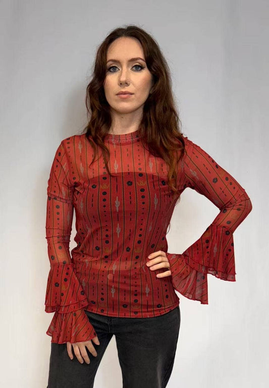 MK052 Crimson Desert Mesh Top