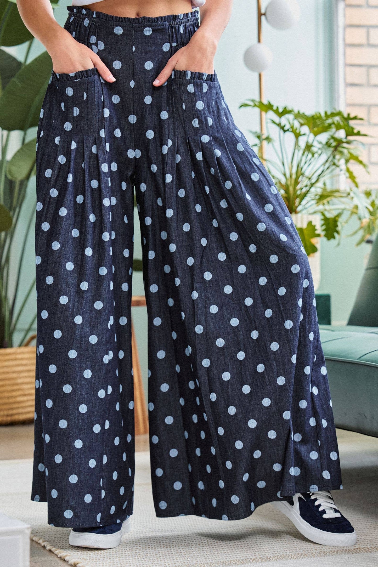 Perfectly Polka Dot Pintuck Pants