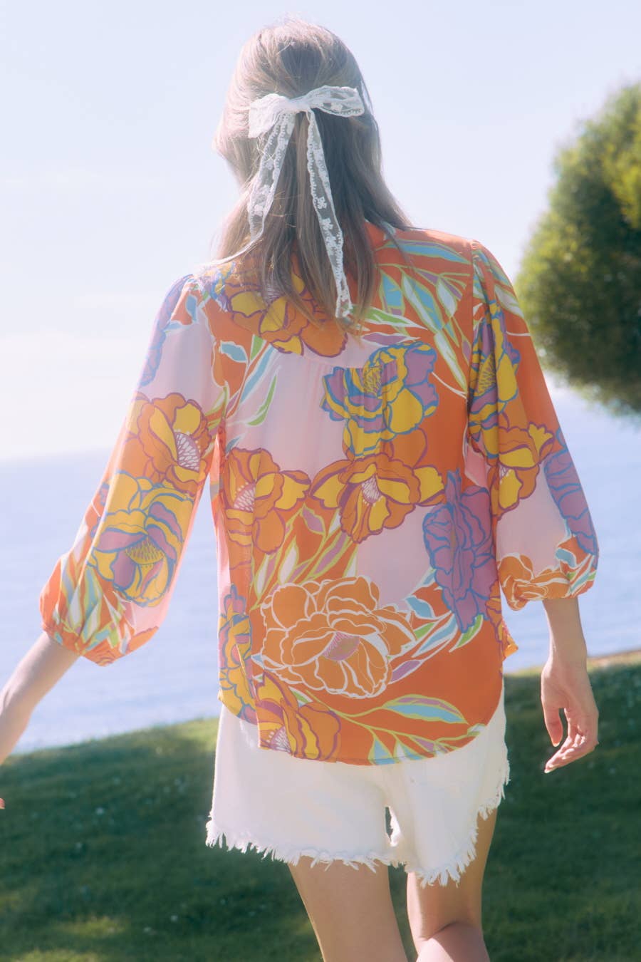 Plus Floral Printed 3/4 Sleeve Blouse