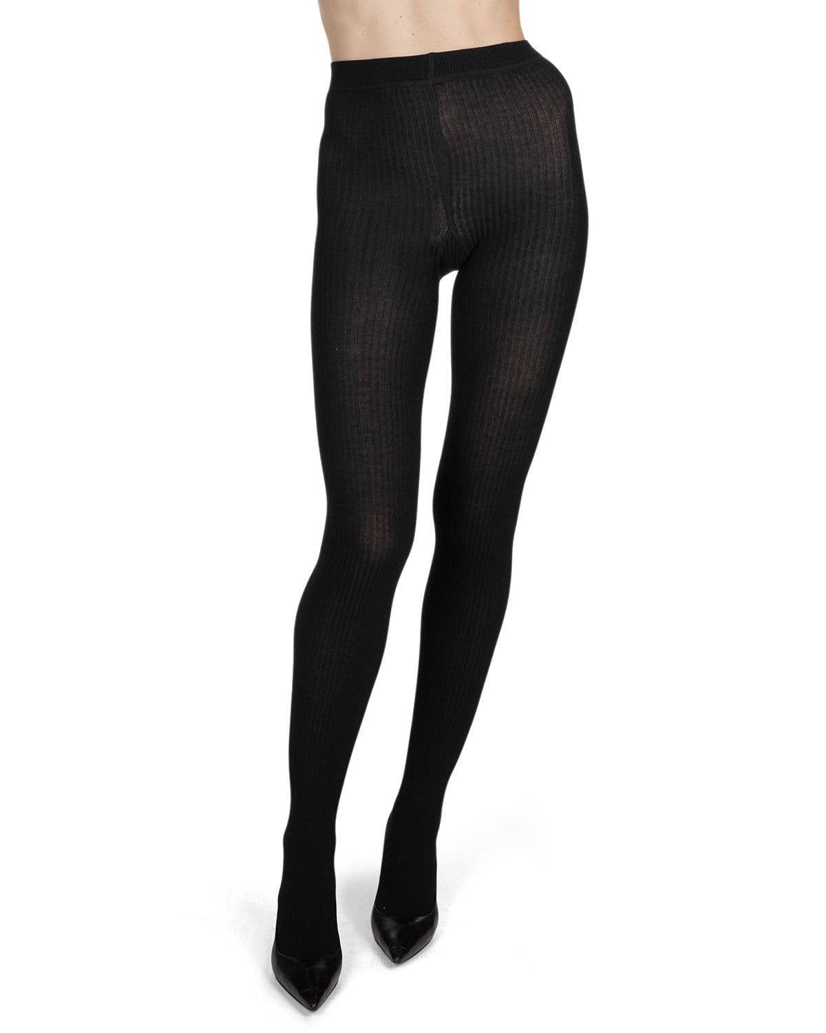 MeMoi Pin Ribbed Cotton Tights