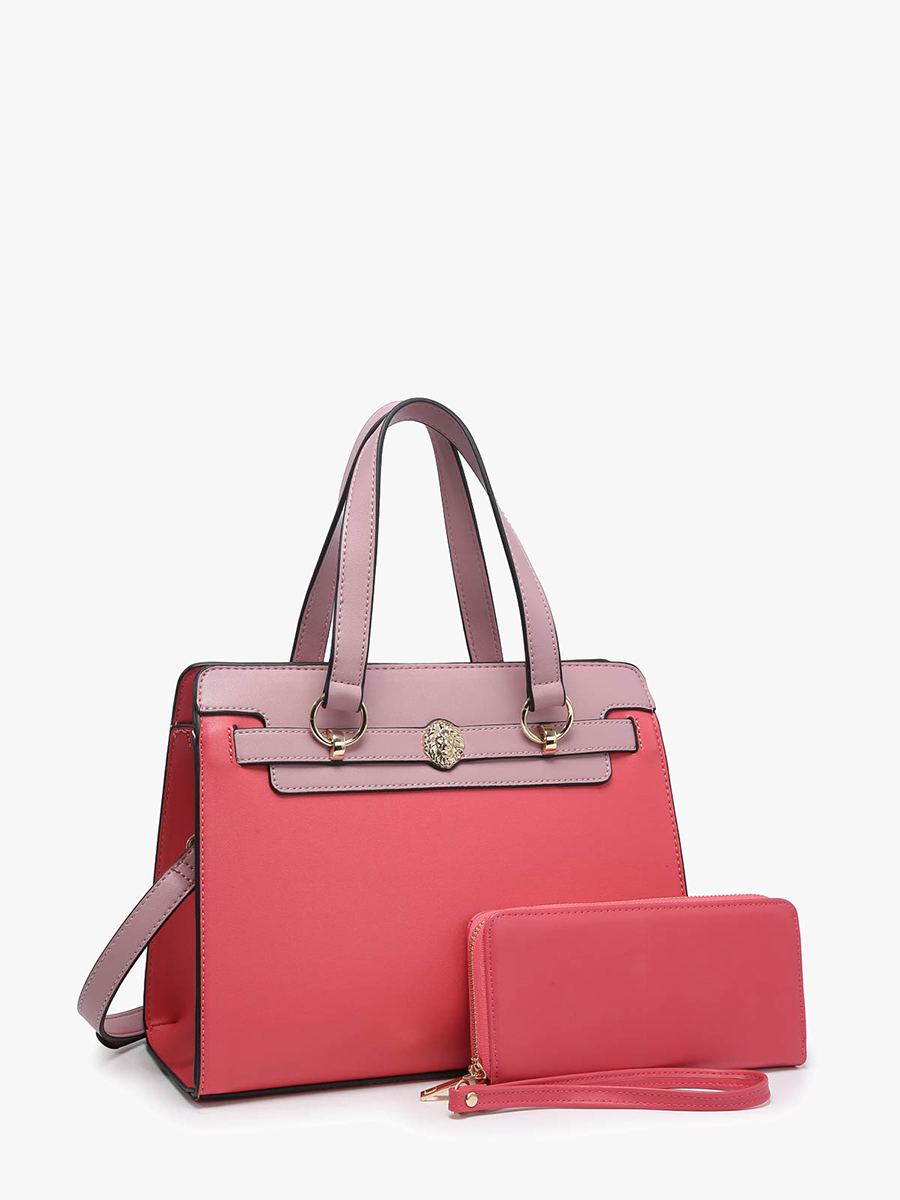 PP2048 Lexie Two-Tone Lion Satchel w/ Wallet