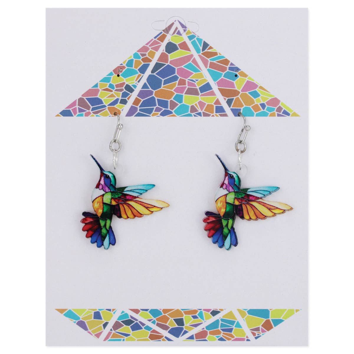 Stained Glass Look Hummingbird Earrings
