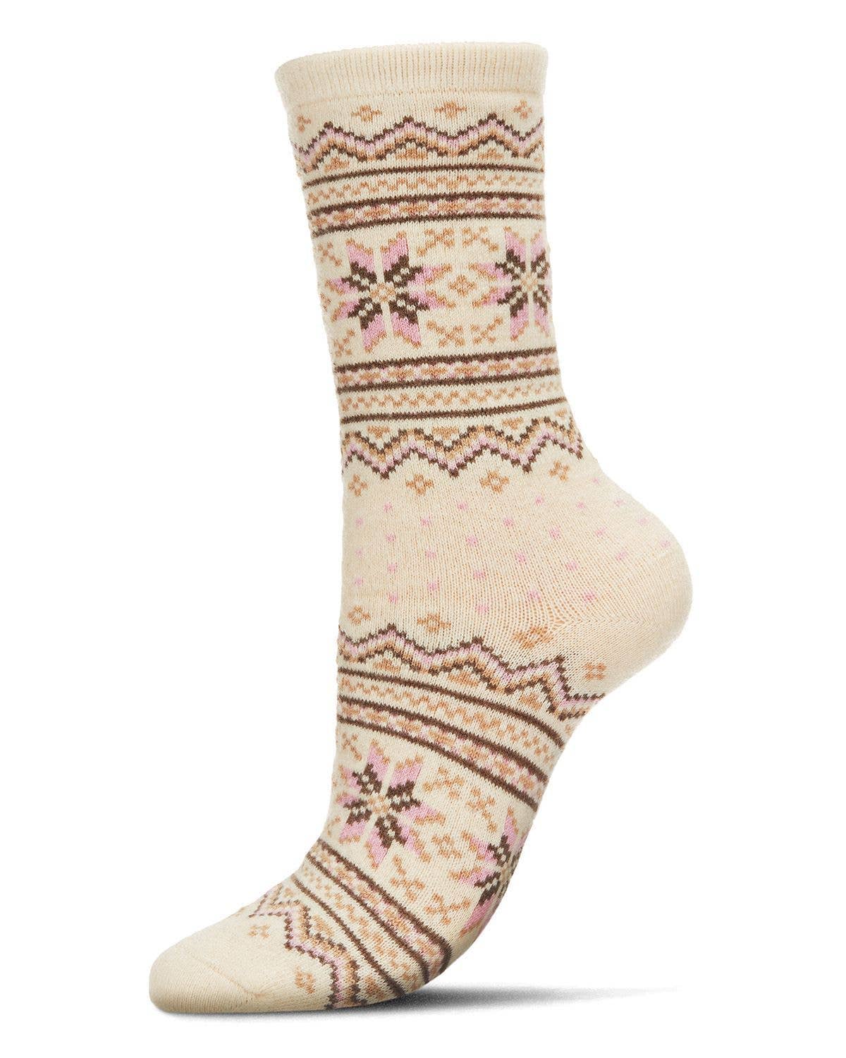 MeMoi Fairisle Cashmere Crew: Ivory / 9-11