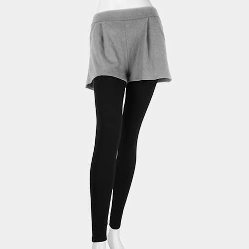 Short Layered Ankle Heavy Leggings: Gray