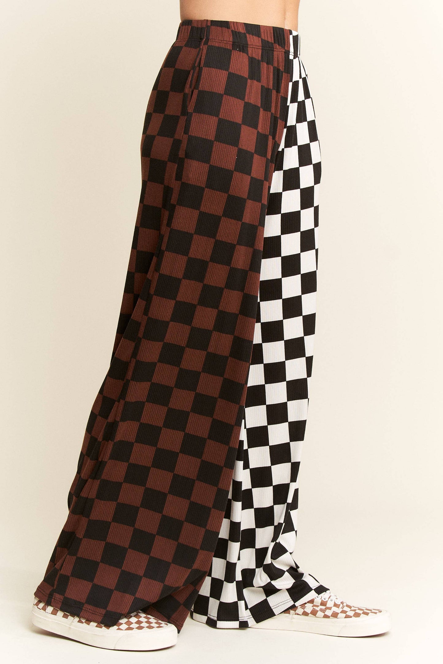 SPLIT DECISION CHECKERED PANTS: Brown/Black / XL