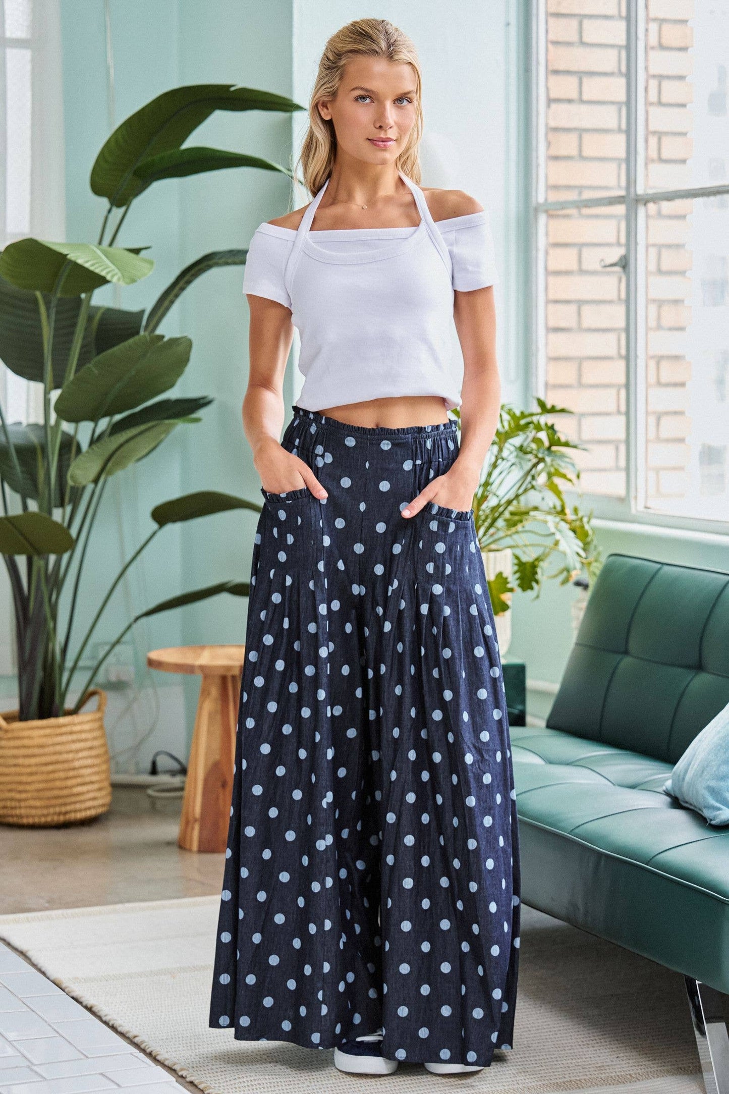 Perfectly Polka Dot Pintuck Pants