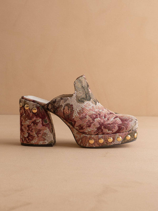 The Sierra | Mauve Tapestry Platform Clog Mule